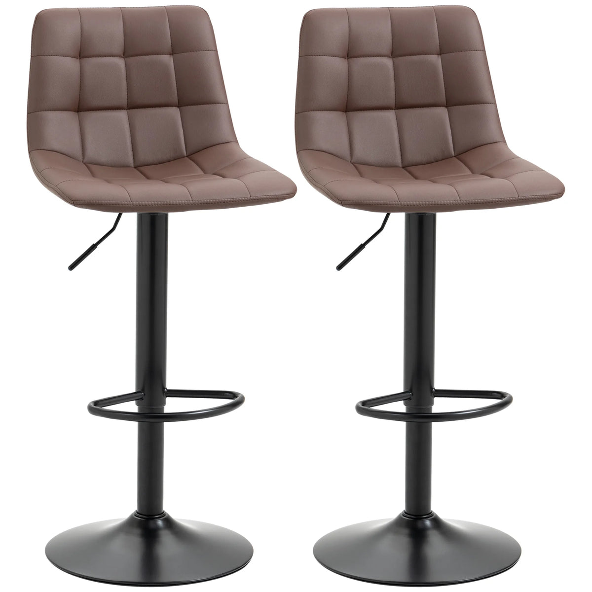 Adjustable Counter Bar Stools Set of 2 with Footrest, Brown