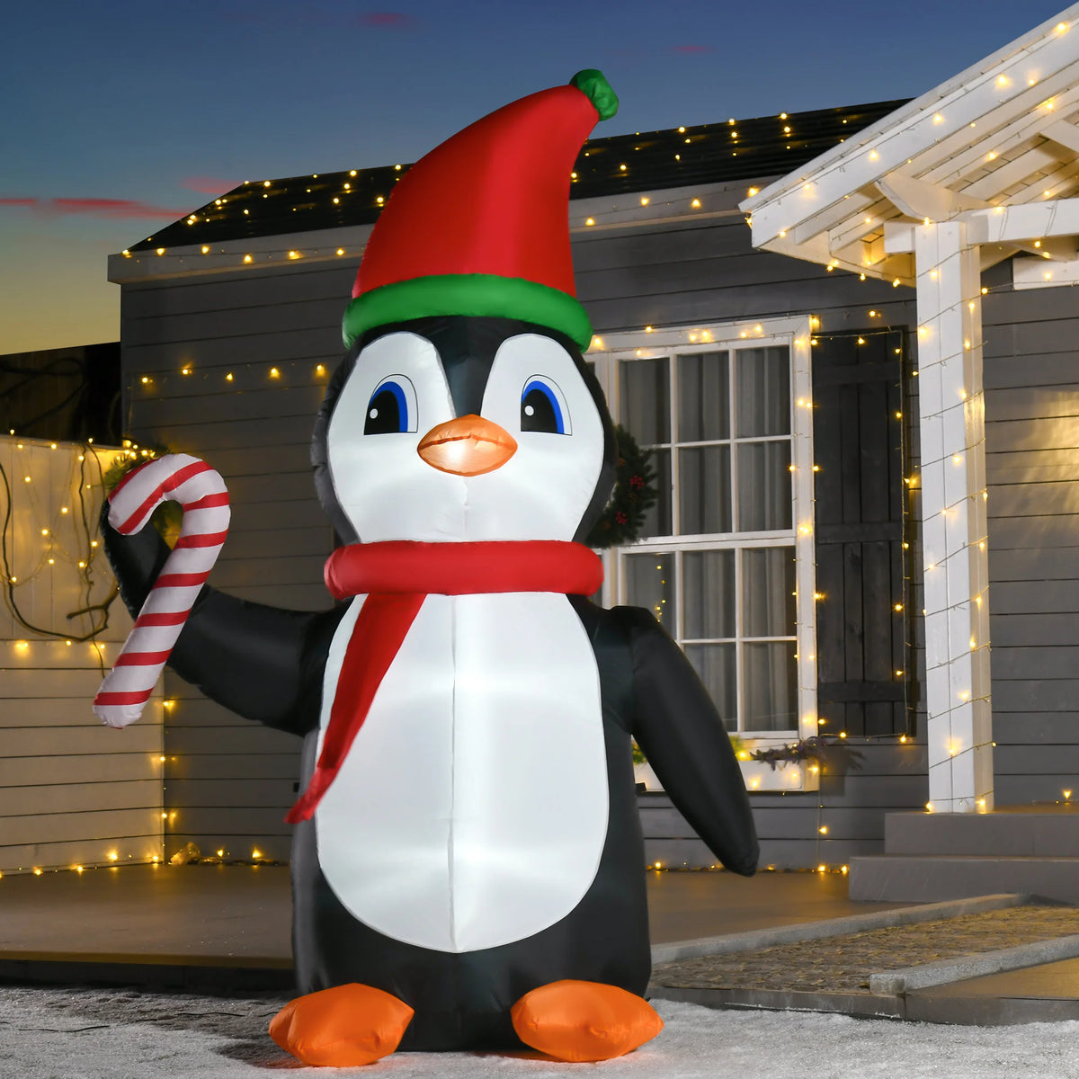8ft Inflatable Christmas Penguin with Built-in LED Lights