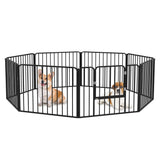 8 Panel Heavy Duty Dog Playpen for Small Dogs Freestanding Indoor Outdoor Pet Pen with Ground Stakes