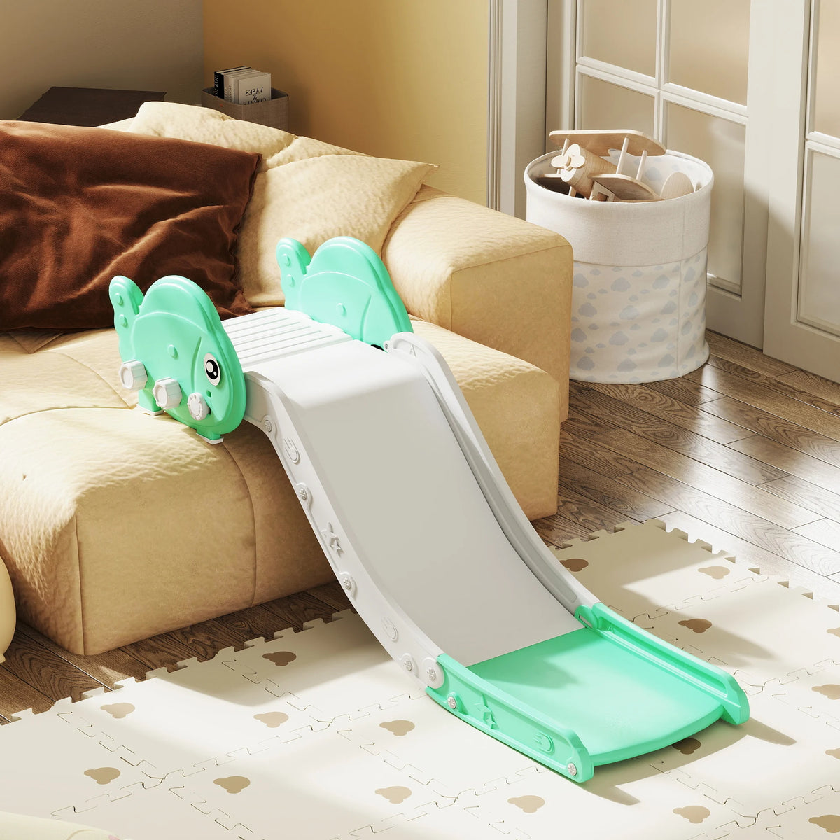 Toddler Sofa Slide with 130cm Slide, for Sofas, Beds and Stairs, Green