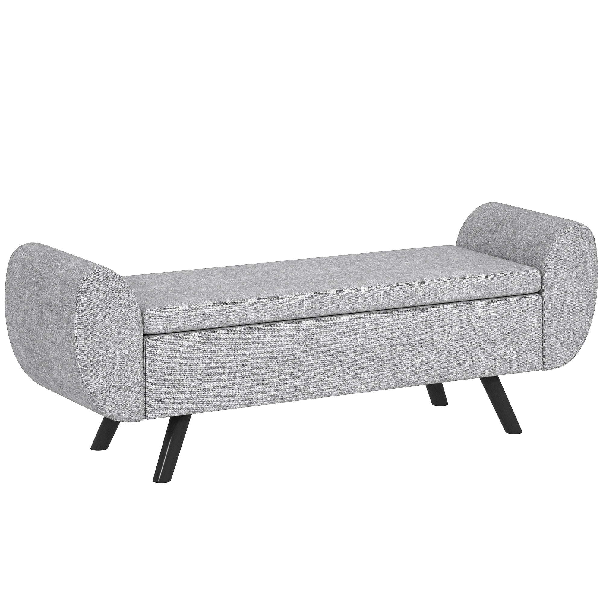 Large Linen Storage Ottoman Bench with Armrests and Lift-Top | 53.8L Storage Footstool Bed End Bench