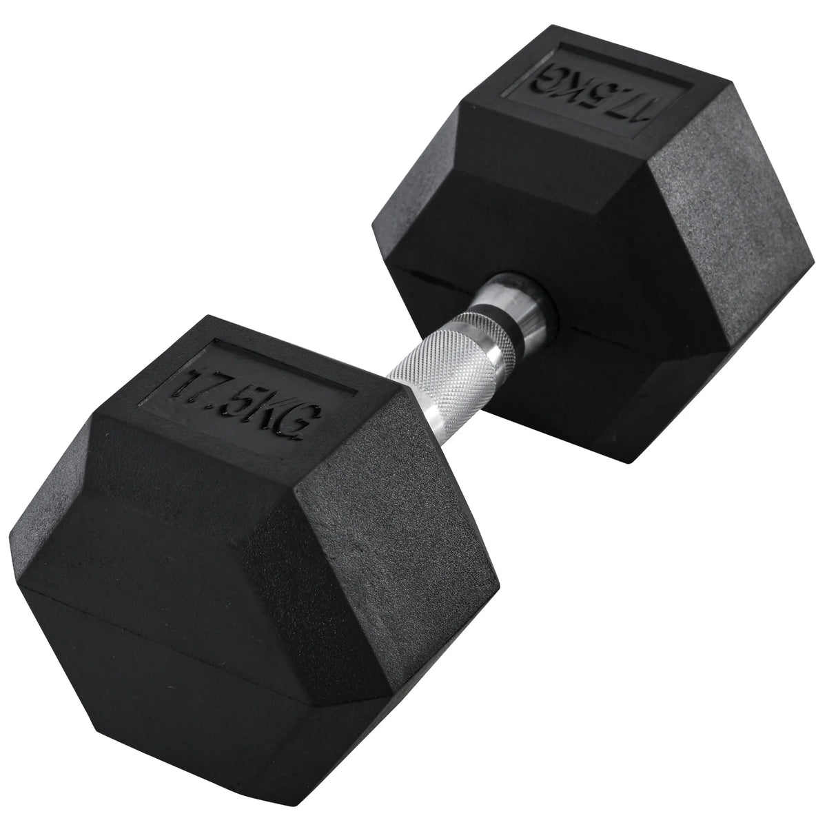 17.5kg Single Rubber Hex Dumbbell, Portable Hand Weight for Home Gym