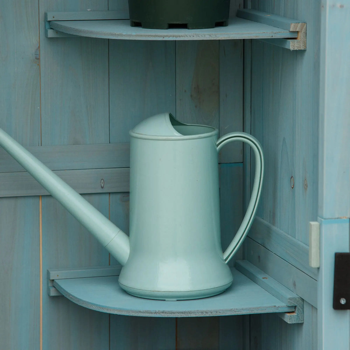 Wooden Garden Tool Shed with 3 Shelves, Blue