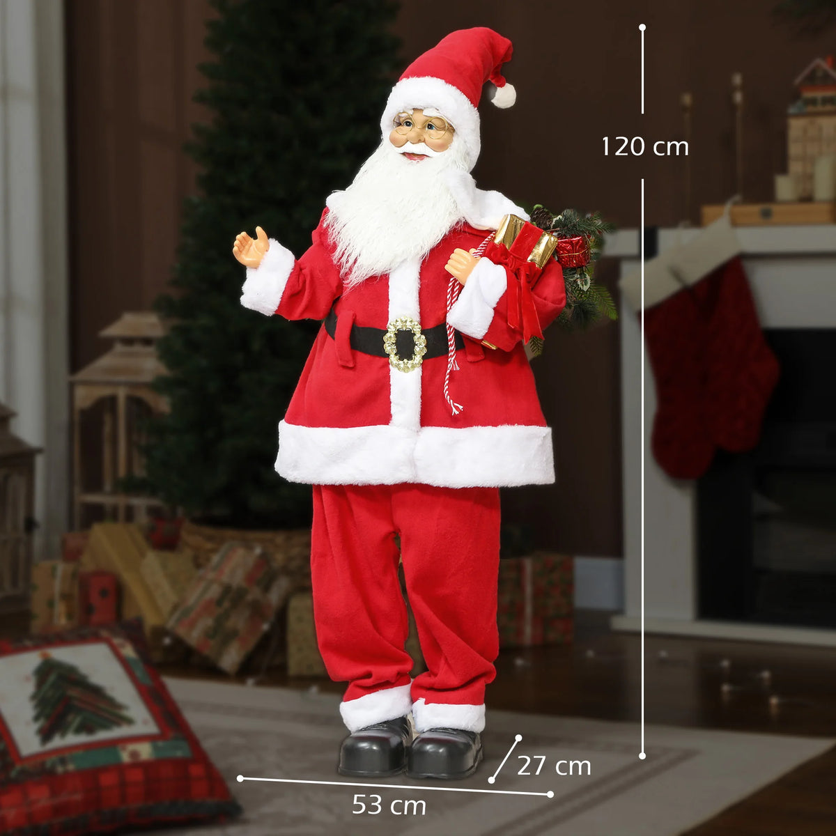 120cm Animated Santa Claus Christmas Decoration with LED Lights