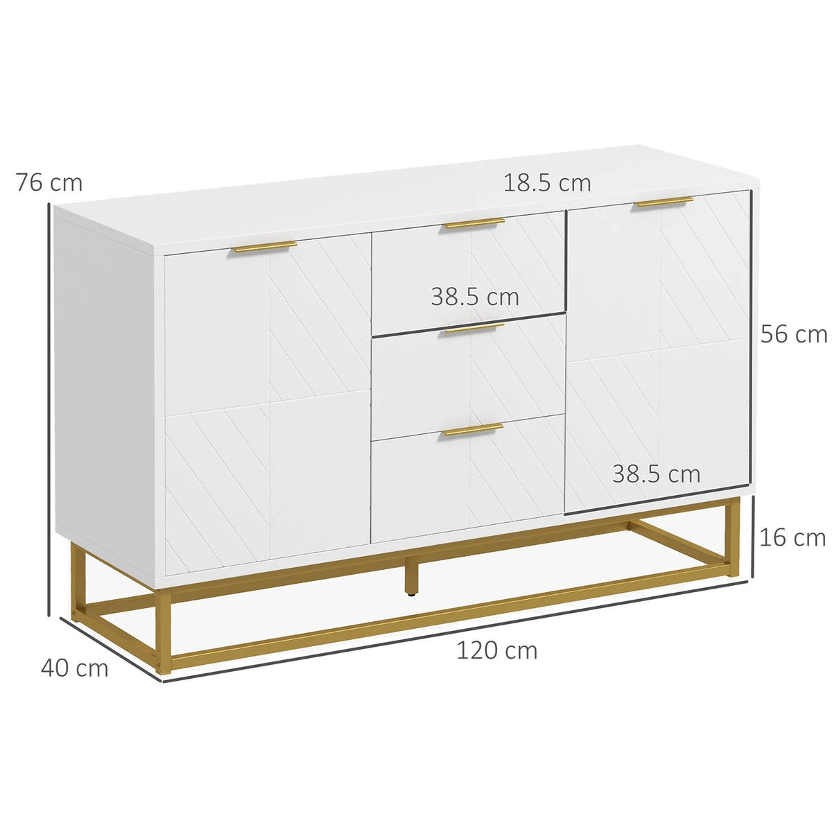 Modern Storage Cabinet, Freestanding Cupboard Dresser with 3 Drawers