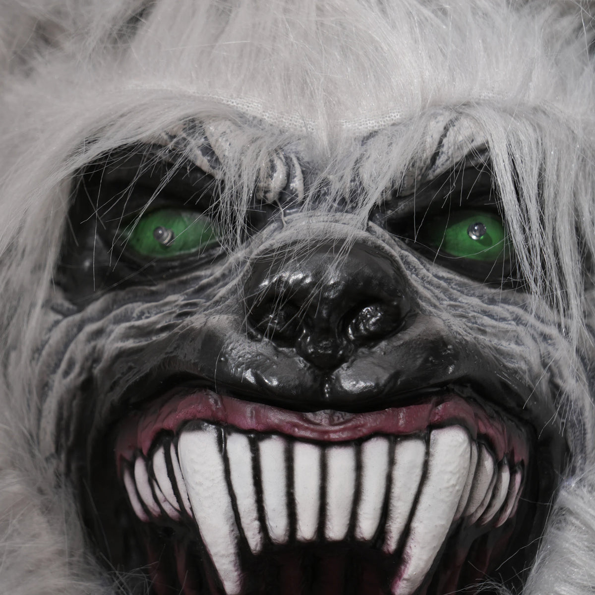 Skeleton werewolf prop shown at full height beside a doorway