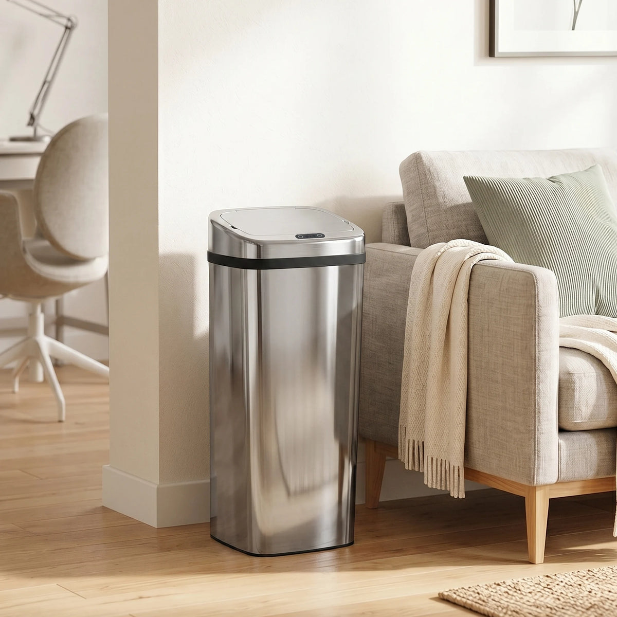 50L Stainless Steel Motion Sensor Kitchen Bin, Touchless Automatic Lid
