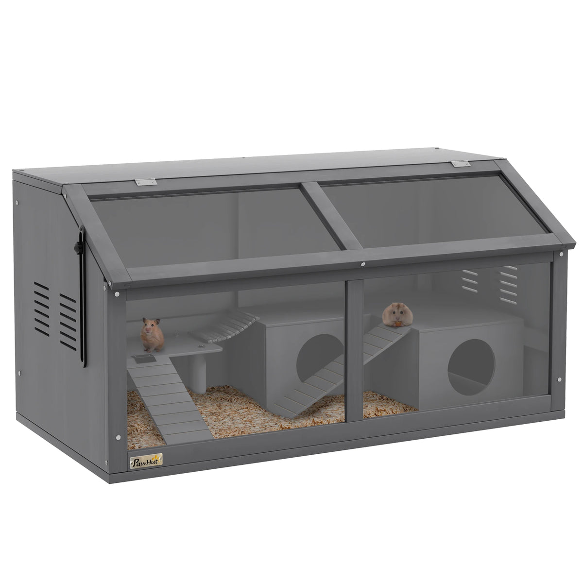 Wooden Hamster and Gerbil Cage with Play House and Openable Top, 85 x 45 x 44cm