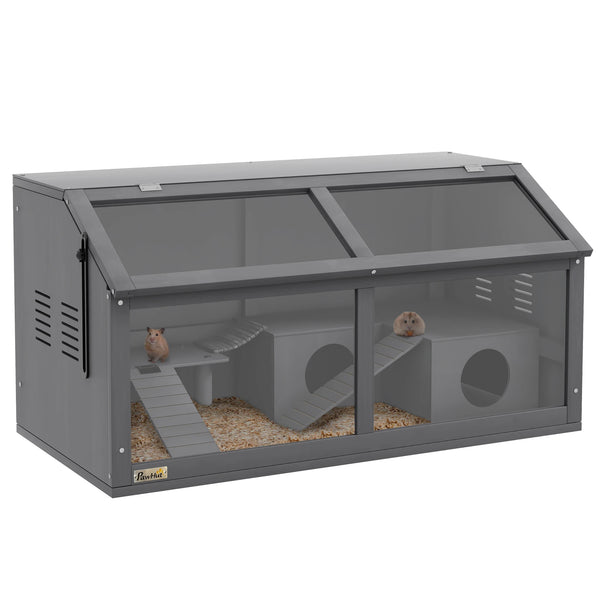 Wooden Hamster and Gerbil Cage with Play House and Openable Top, 85 x 45 x 44cm