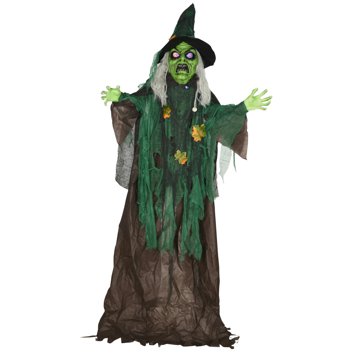 6ft Halloween witch prop with light up eyes and glowing heart