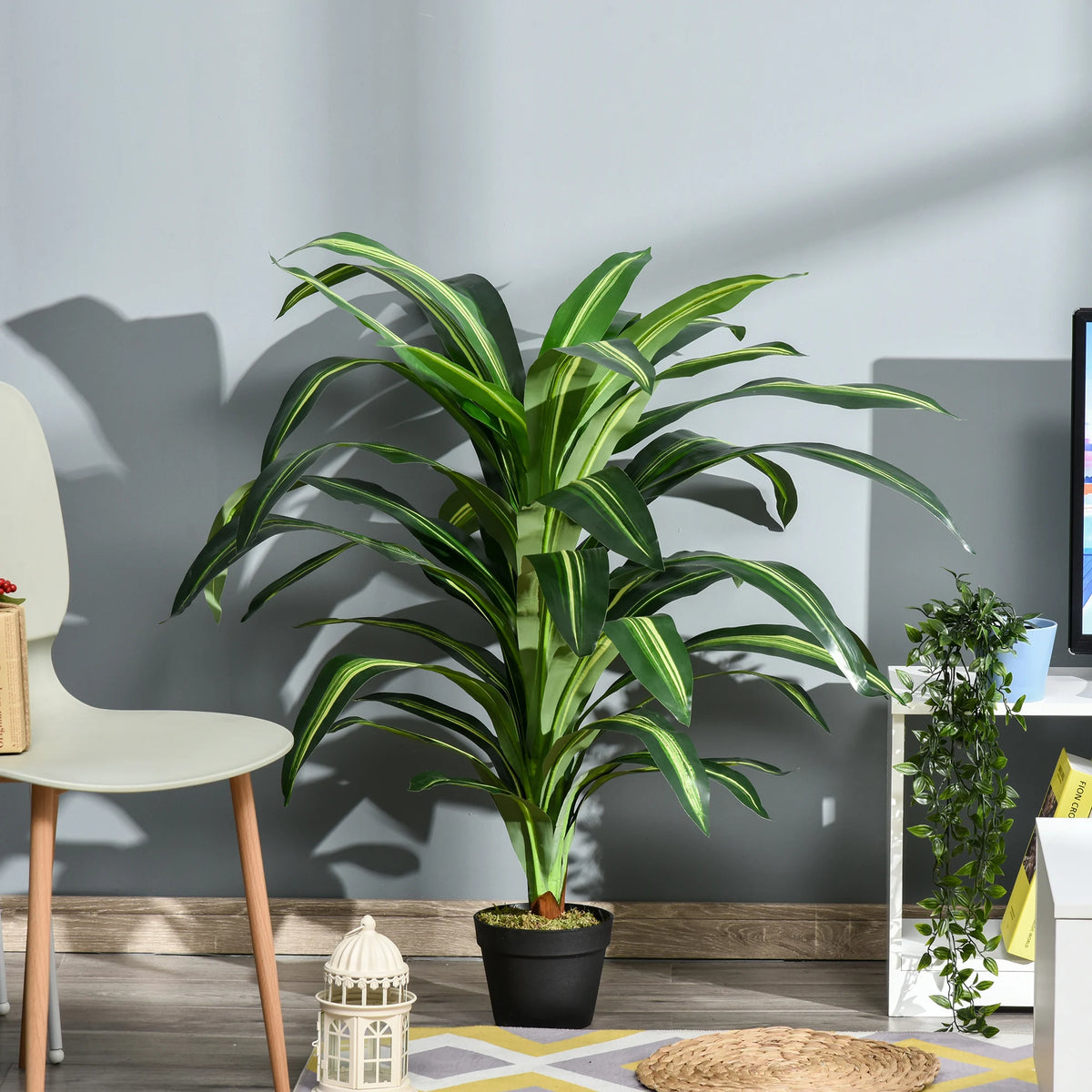 Artificial Dracaena Plant 110cm/3.6ft Fake Potted Tree for Home or Office