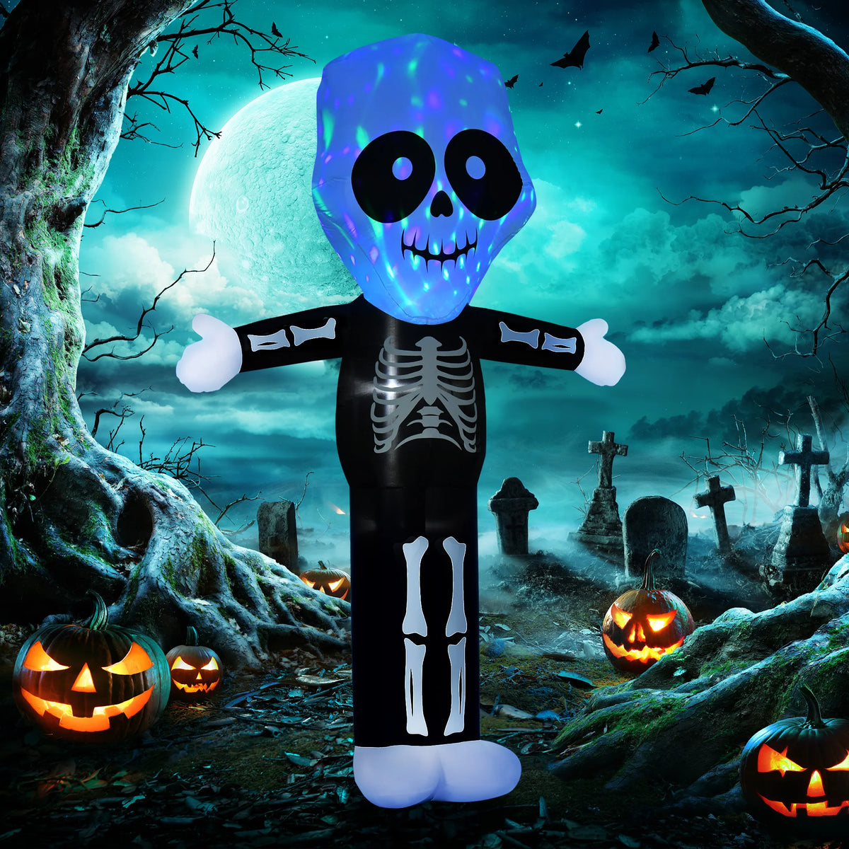 3m Inflatable Halloween Skeleton Ghost Decoration with LED Lights, Indoor and Outdoor