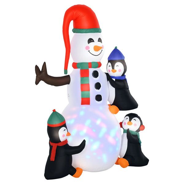 6ft Inflatable Christmas Snowman and Penguins Decoration with LED Lights
