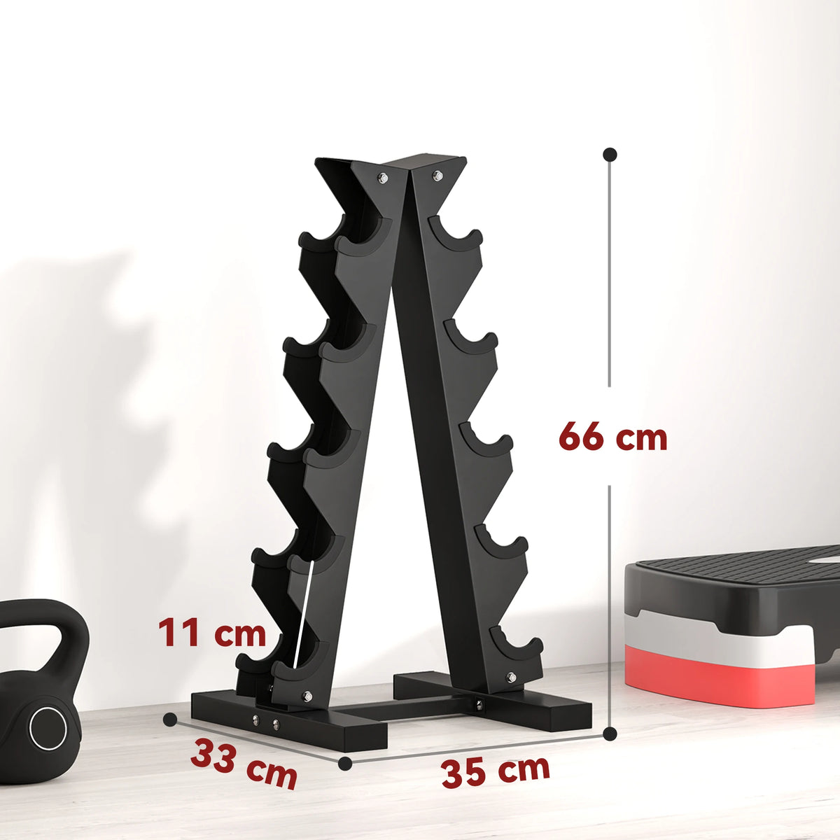 5-Tier Dumbbell Rack, Steel Weight Storage Stand for Home Gym