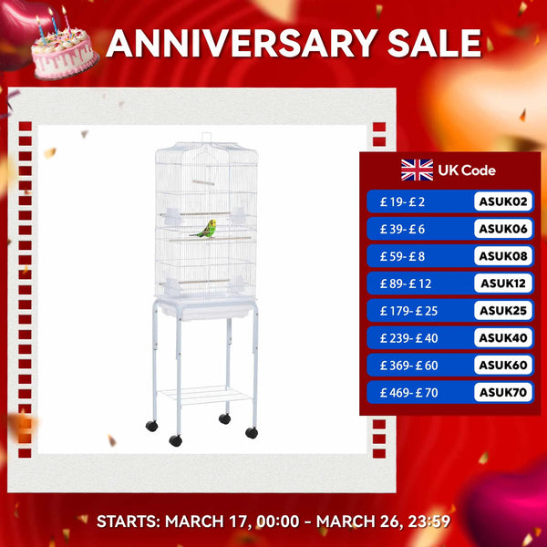 Bird Cage for Budgie, Finch, Canary & Parakeet with Stand & Sliding Tray