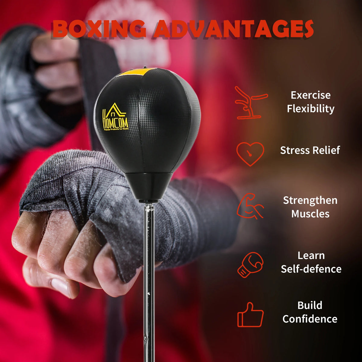 Punching Bag w/ Stand, Free Standing Boxing Set, Speed Bag Adjustable Height 133-151cm