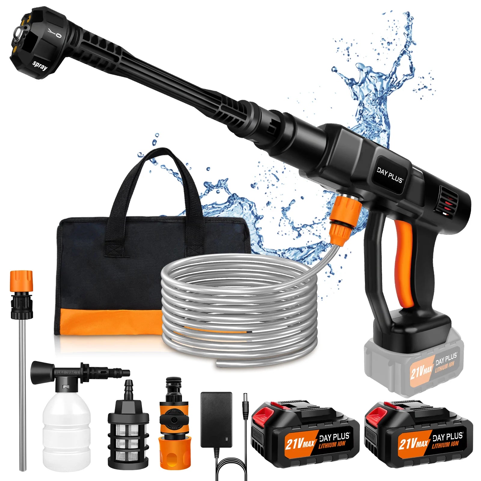 Cordless Pressure Washer | 4.0Ah Battery Powered Portable Power Washer with 6-in-1 Nozzle