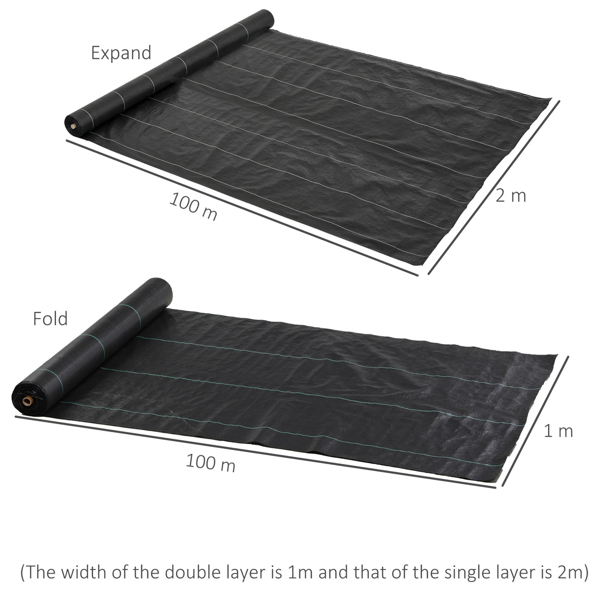 Heavy Duty Weed Control Membrane, 2 x 100m Garden Weed Barrier