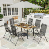 6-Seater Garden Dining Table with Parasol Hole and Slatted Design for Outdoor and Indoor Use
