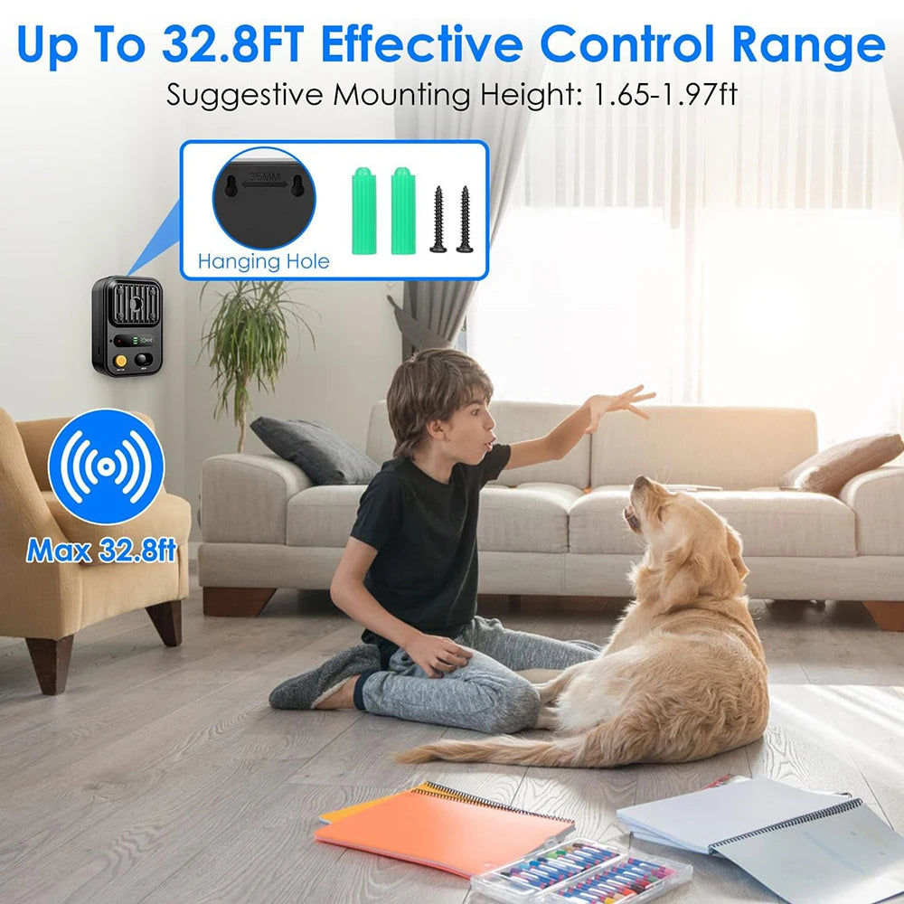 Ultrasonic Anti Barking Device Rechargeable Bark Deterrent 3 Frequency Modes IP54 Waterproof Indoor Outdoor