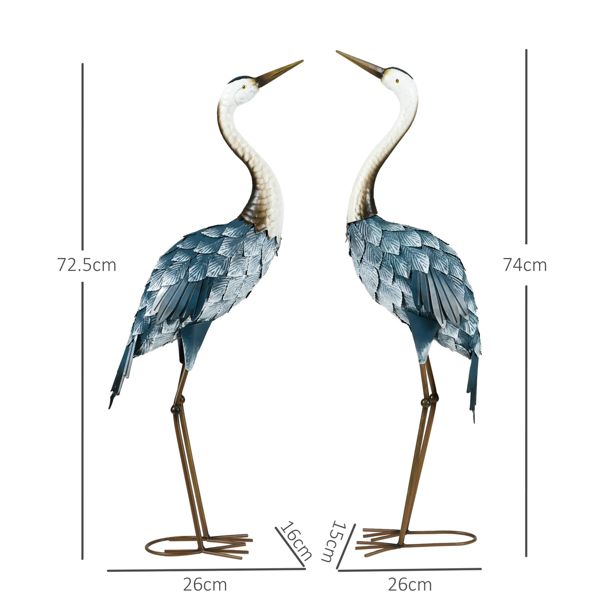 2 PCS Crane Garden Ornaments, Garden Gifts for Patio Pond Porch, Multi-Colour