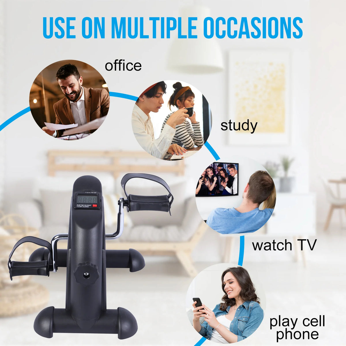 Mini Pedal Exercise Bike Under Desk Portable Cycle Trainer with LCD Display for Home Office