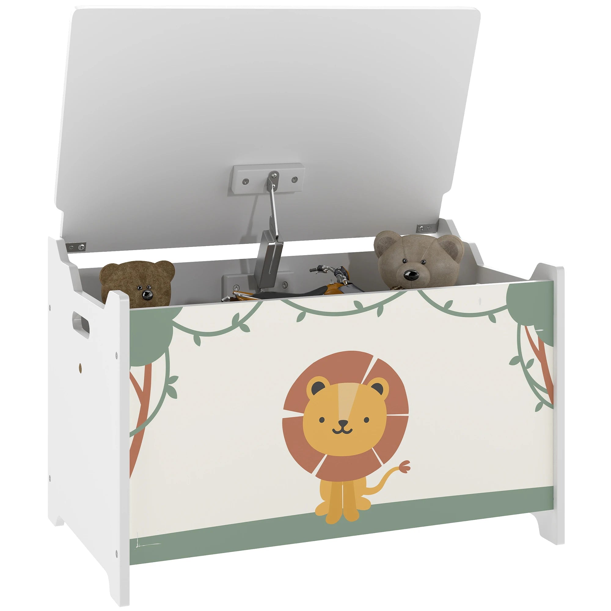 Kids Toy Box with Lid and Safety Hinges Wooden Storage Chest for Nursery Bedroom Playroom 60x37x39cm Pink