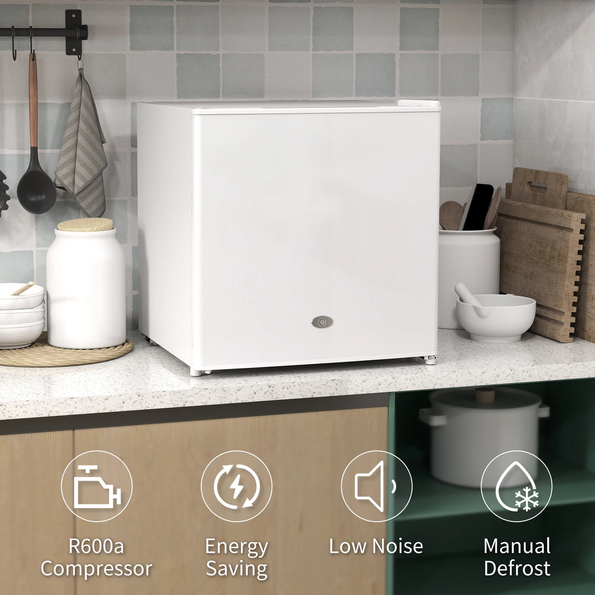 35L Mini Freezer with Lockable Door and Adjustable Temperature, White