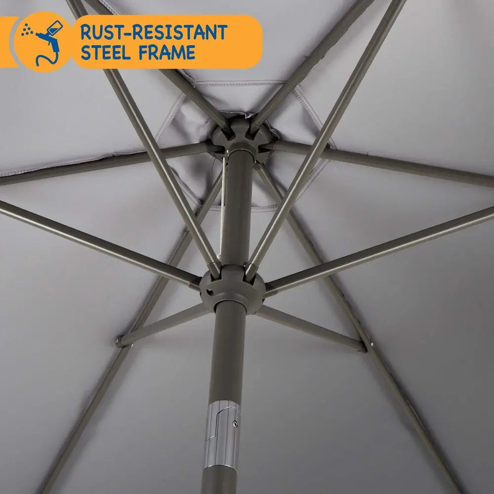 2.7m Garden Parasol with Crank and Tilt, UV30 Water-Repellent Canopy, Ash Grey