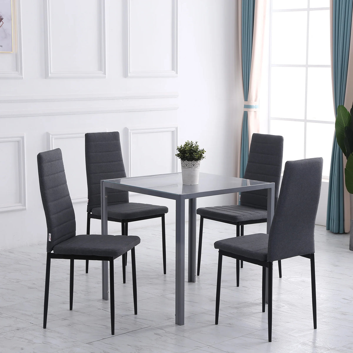 Dining Chairs Upholstered Fabric Accent Chairs with Metal Legs, Set of 4