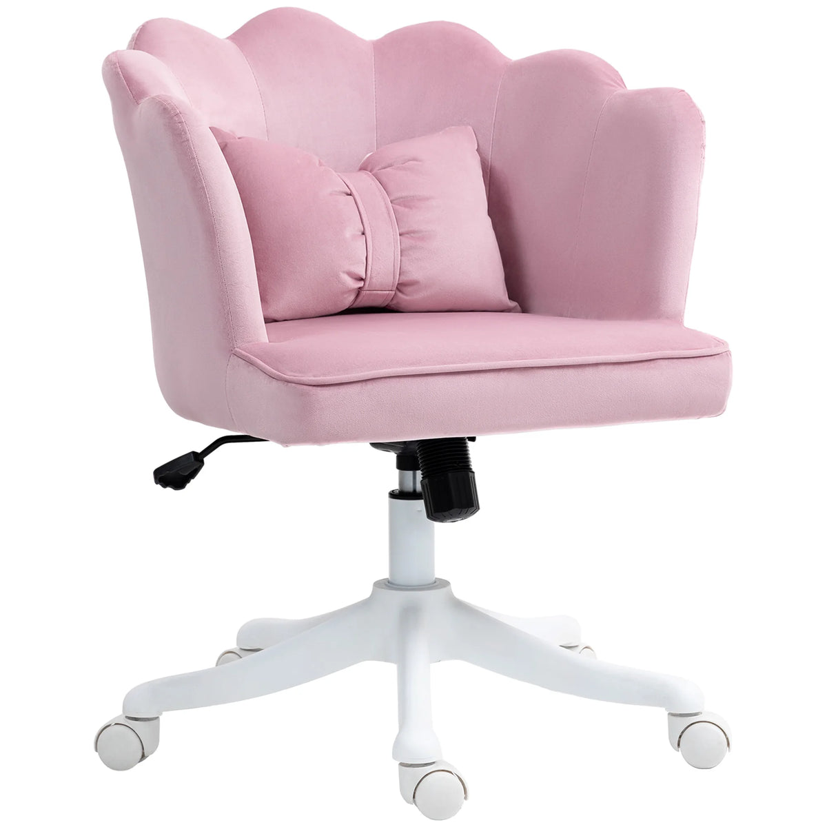 Velvet-Feel Office Chair with Petal Back and Lumbar Pillow, Pink