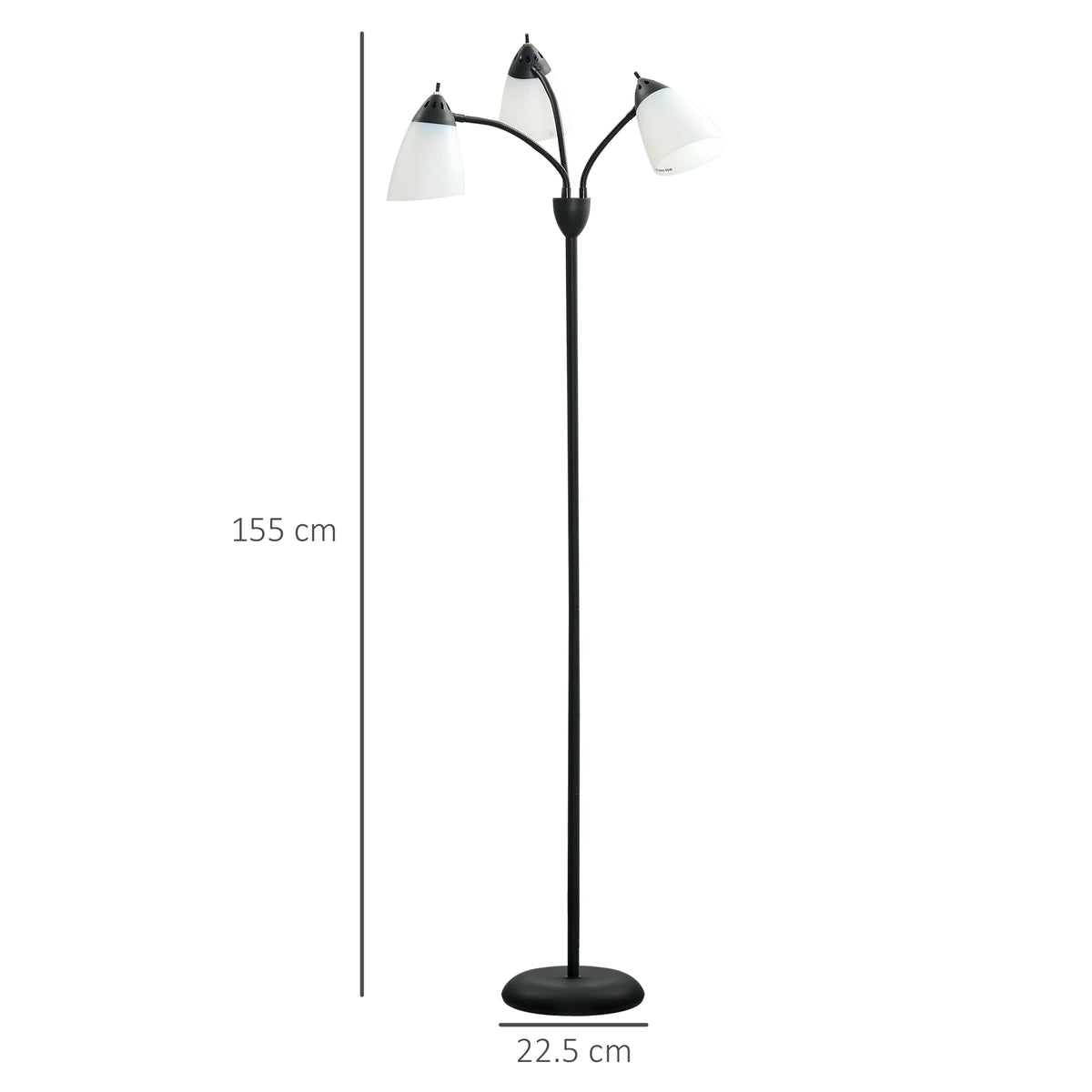 Industrial Arc Tree Floor Lamp with 3 Adjustable Heads, Black