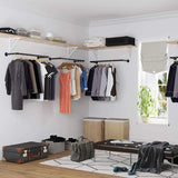 2 Pack Wall Mounted Industrial Pipe Clothes Rail 92cm Metal Garment Hanging Rack with 4 Hooks for Bedroom Living Room