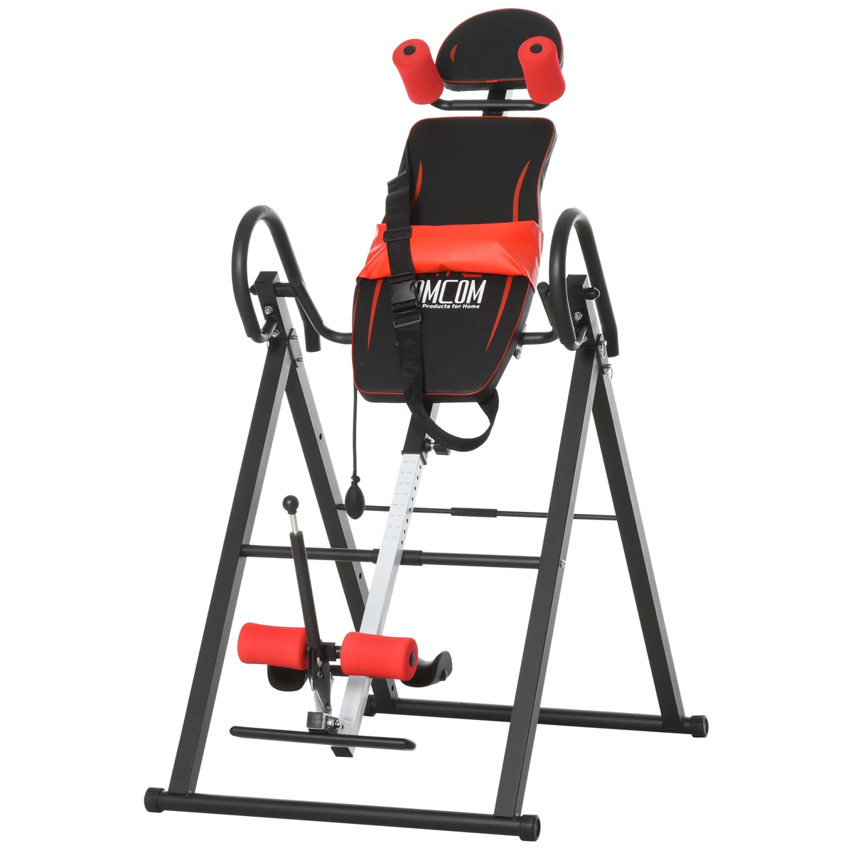 Gravity Inversion Table w/ Safety Belt, Adjustable Hand Stand Back Stretcher, Red