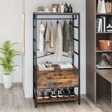 Industrial Coat Rack with Shoe Storage, Drawers and Clothes Rail Hall Tree