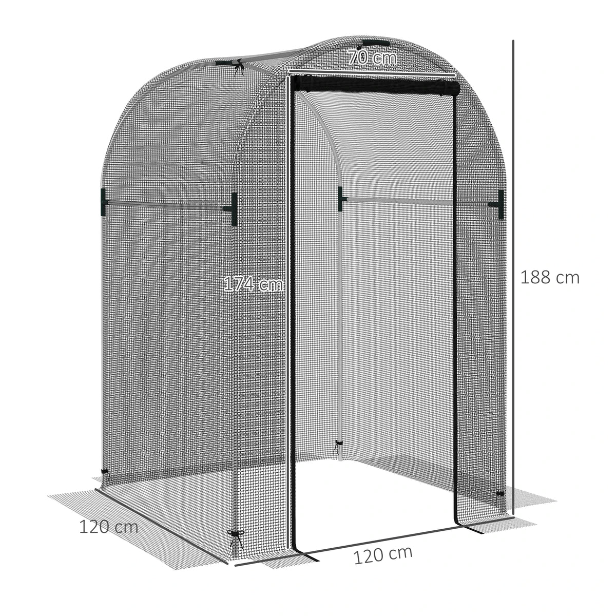 Fruit Cage, Plant Protection Tent with Zippered Door, 1.2 x 1.2 x 1.9m, Black
