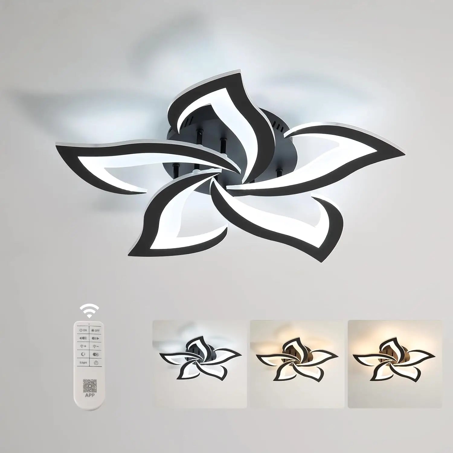 40W Petal Shape LED Ceiling Light Dimmable 4700LM 3000K-6500K Remote Control Acrylic for Living Room Bedroom