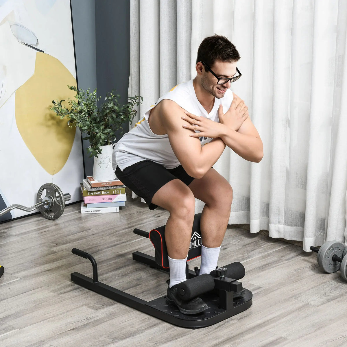 3-in-1 Squat Machine for Squats, Sit-Ups and Push-Ups, Black
