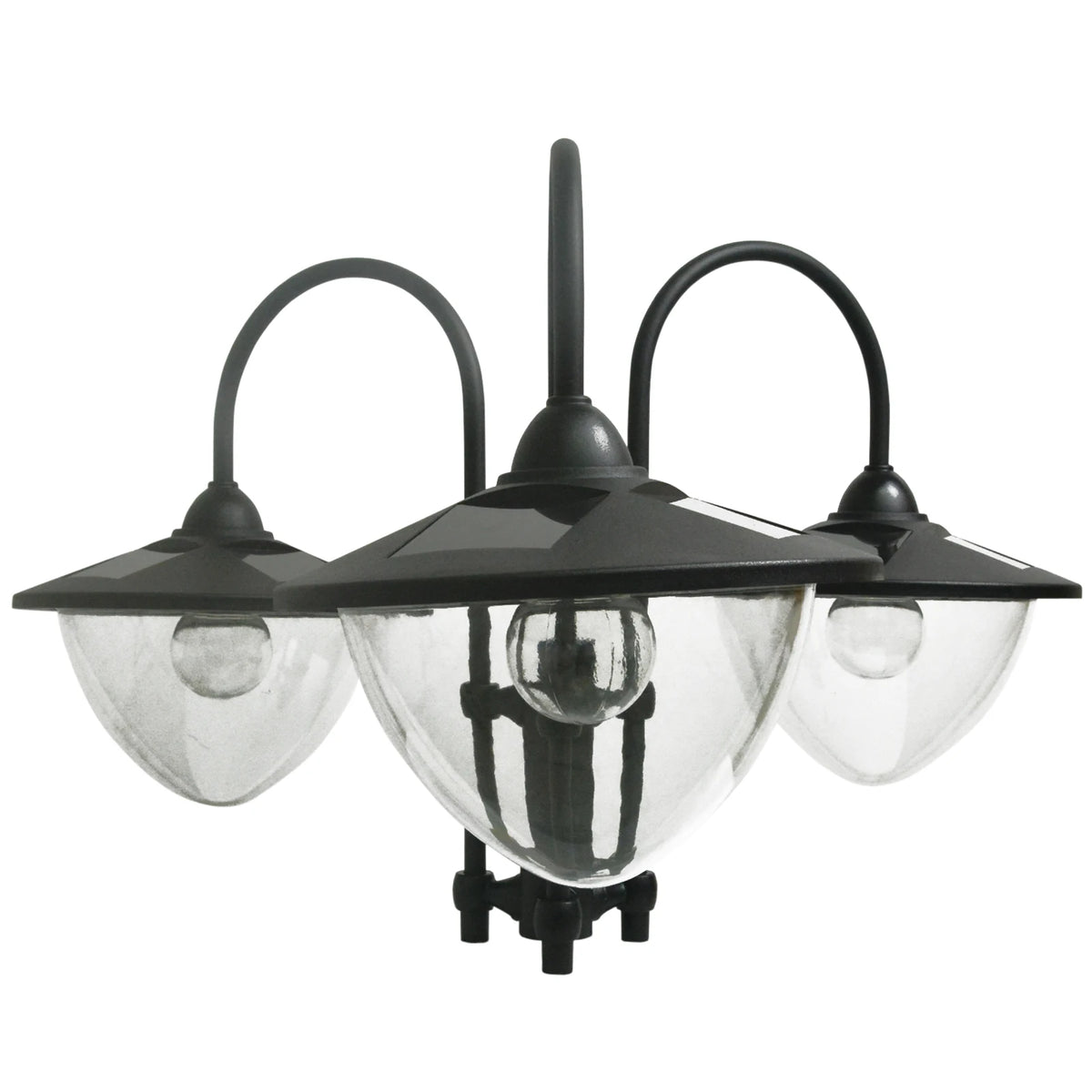 189cm 3-Head Solar Lamp Post with Planter, Dusk to Dawn
