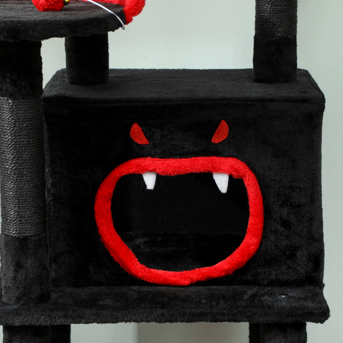 152cm Gothic Cat Tree Halloween Coffin Bed Large Condo Multi Level Black Red