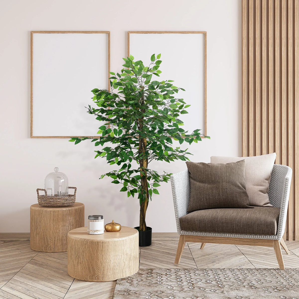 150cm Artificial Ficus Tree in Pot, Indoor Faux Plant