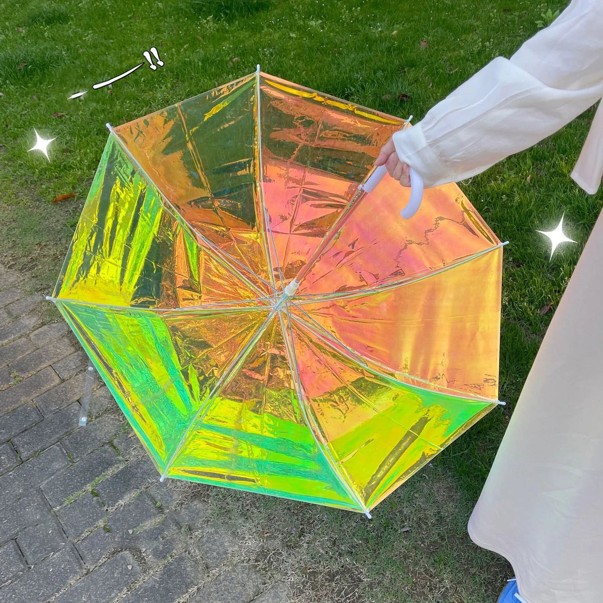 Holographic Straight Umbrella, Iridescent Sun and Rain Umbrella