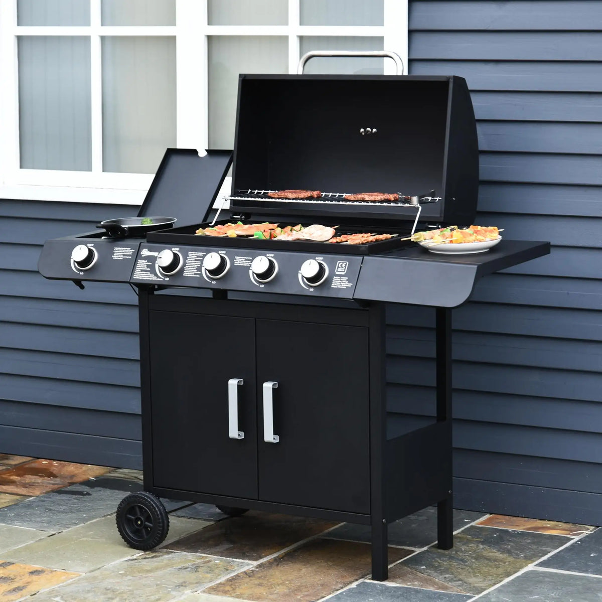 4+1 Burner Gas BBQ Grill with Side Burner – Stainless Steel