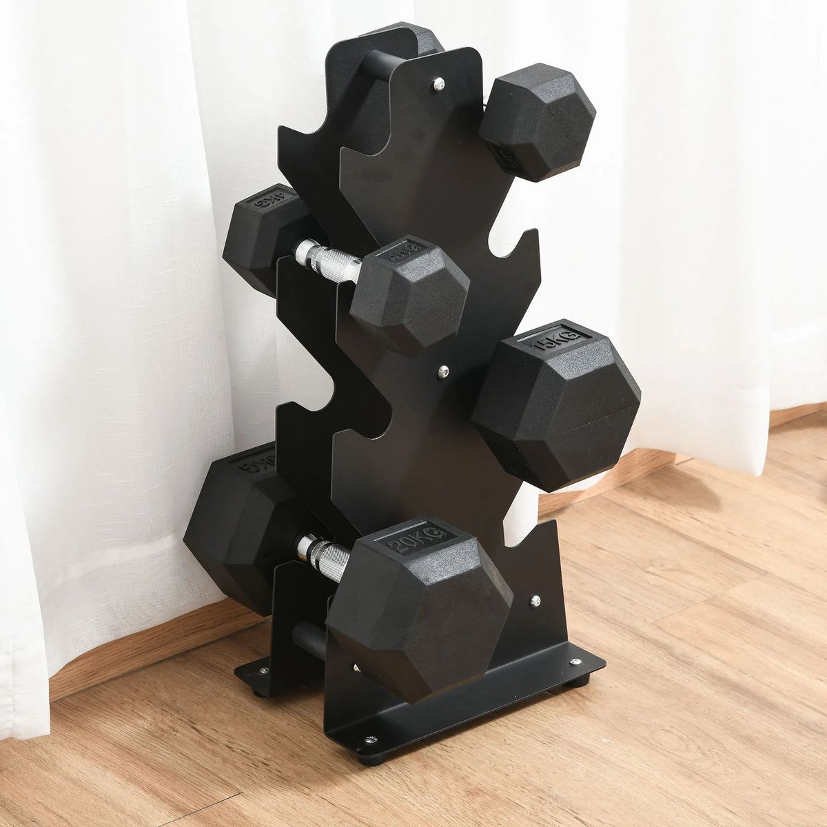 20kg Single Rubber Hex Dumbbell, Portable Hand Weight for Home Gym Workout