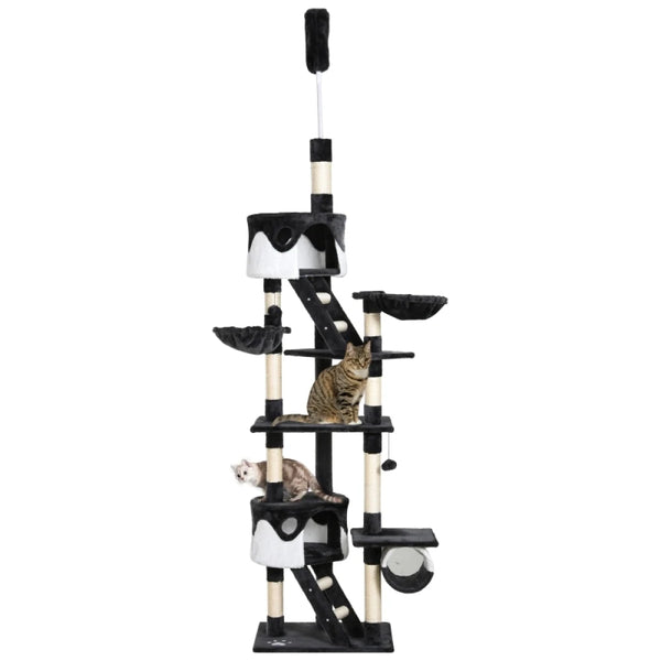Floor to Ceiling Cat Tree 240-260cm Adjustable Sisal Wrapped Multi-Level White for Indoor Cats