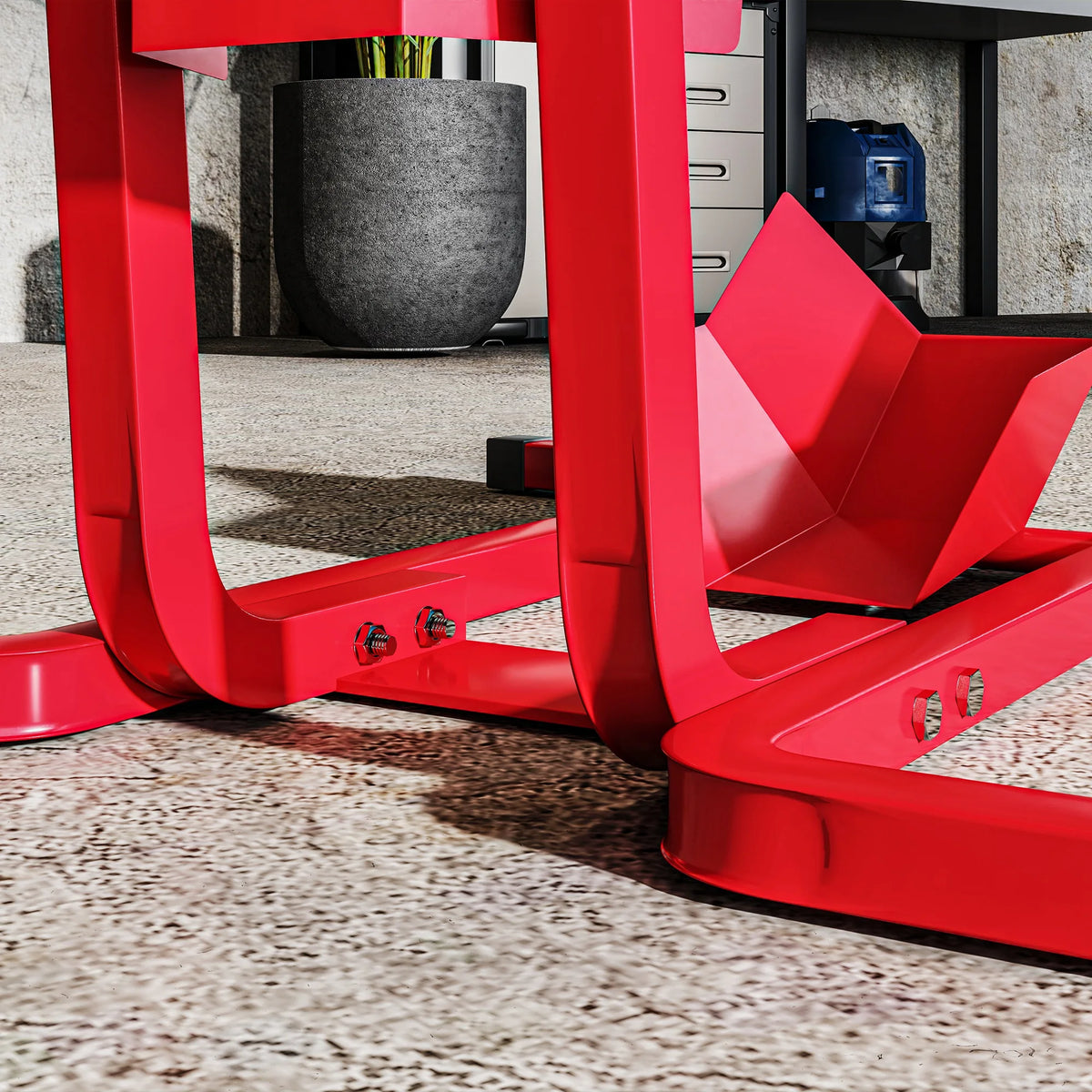 Motorcycle Wheel Chock Stand, Adjustable for 17–21" Front Wheels, Red
