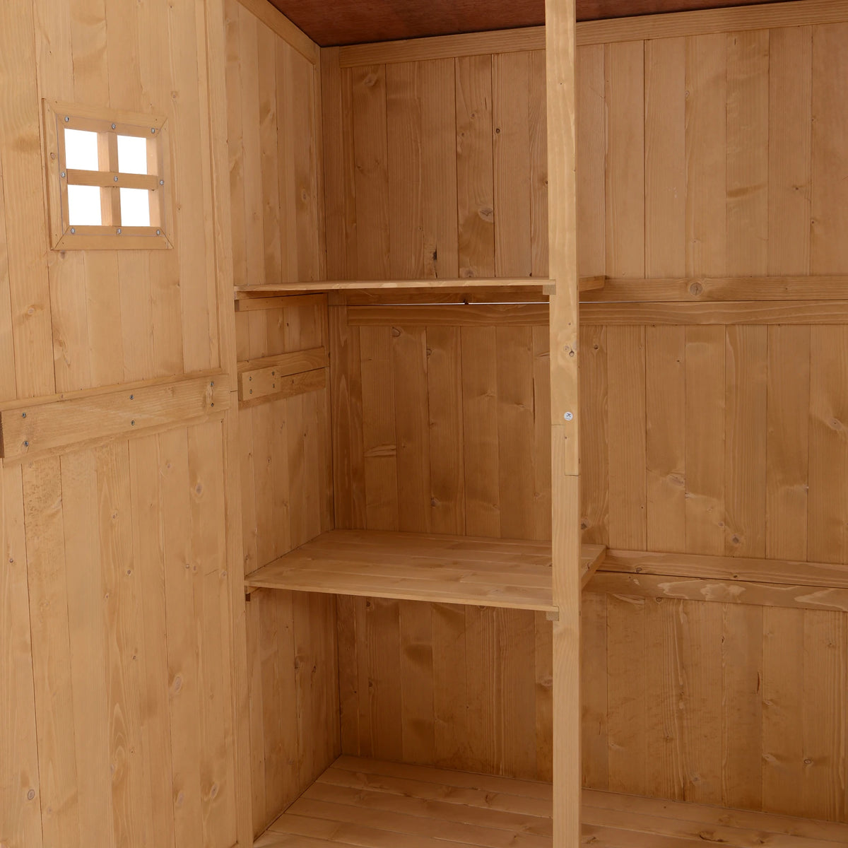 Wooden Garden Storage Shed with Double Doors and Three Shelves, 127.5 x 50 x 164cm