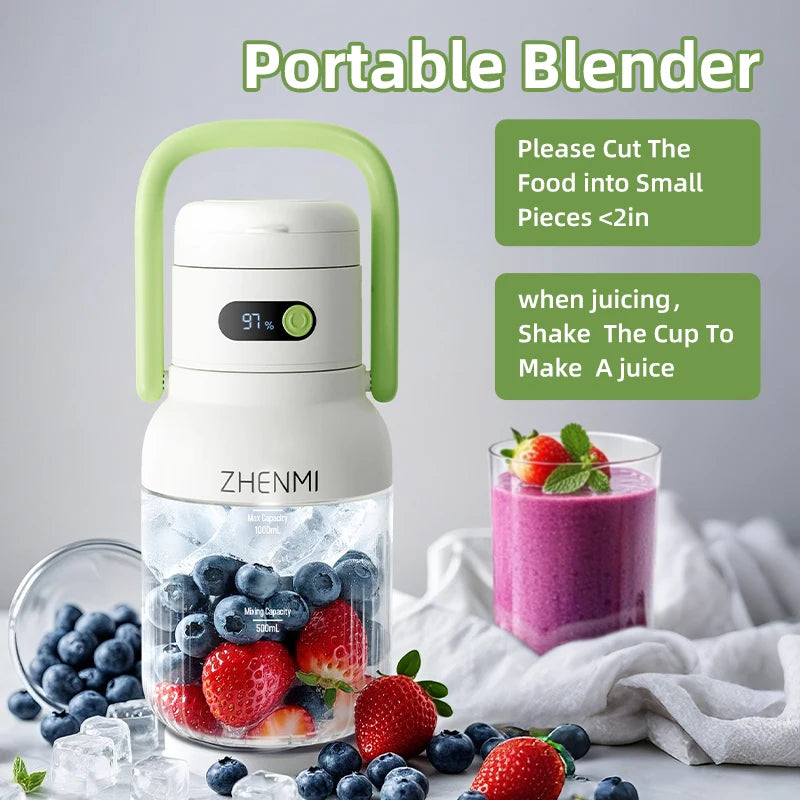 Portable Juicer, 33Oz. Vessel, USB-C Rechargeable, Easy to Clean, Suitable for Juicing Fruits and Vegetable,