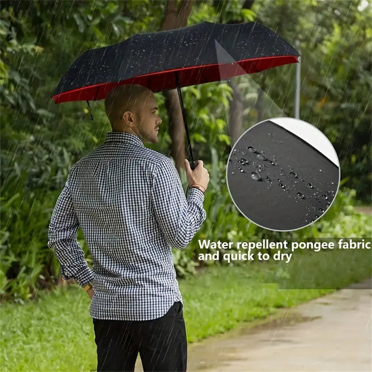 Double-Layer Windproof Automatic Umbrella, 10-Rib Large Folding Umbrella