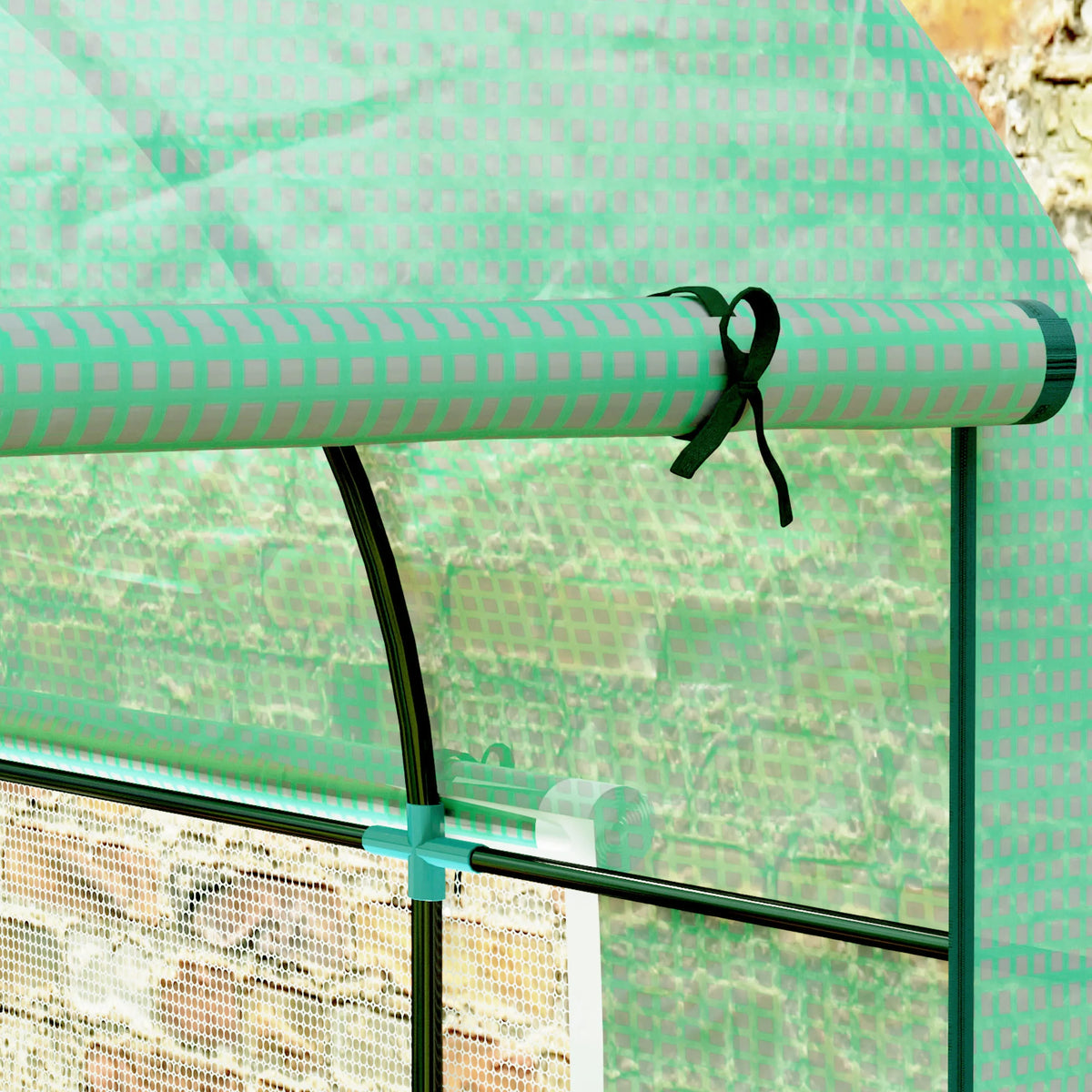 Polytunnel Greenhouse 3x2x2m with UV Resistant PE Cover Roll Up Doors Mesh Windows Ground Stakes Guy Ropes